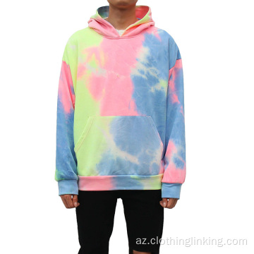 Tie Dye Pullover Çox rəngli Rainbow Hoodie